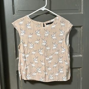 Zara Deer Print Sleeveless Blouse